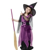 Хелоуин вещица костюм момичета деца деца рокли рокли w готино облекло за дрехи за косплей, 2- години