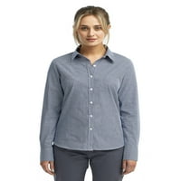 Колекция Artisan от Propime Ladies 'Microcheck Gingham Памучна риза с дълъг ръкав - RP320