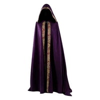 Cuoff готически черни рокли за жени готи Хелоуин Мъжки дълъг дантелен лас-Up Cape Church духовници солиден цвят модел модел печат свободен нос нос палто лилаво l