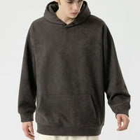 DMQUPV Мъжки модни качулки Мъжки отпечатан Zip Fuzzy пуловер Суичър Качулка тъмно сиво XL