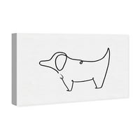Уинууд студио Животни стена изкуство платно разпечатки 'кученце очертае проста' кучета и кученца - Черно, бяло