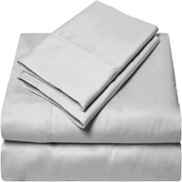 Комплект за лист с резби с размер на Аляска Кинг, броя на резбите, 18 Дълбок джоб, комплект лист Sateen Finish, Super Comfy, College Bed Sheet - светло сиво твърд