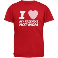 Обичайте приятелите ми гореща мама бонбони сърце червена тениска-x-голяма