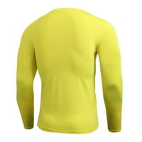 Zunfeo суичър за мъже- тънък прилягане на пуловер солиден екипаж в врата с дълъг ръкав с качулка ежедневни спортни върхове фитнес спортни върхове жълти s
