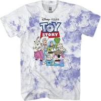 Мъжки риза за играчки за играчки - Woody, Buzz Lightyear, RE & Pizza Planet - Throwback Classic Tean Dye Thry Thrys Lavender Wash, малки
