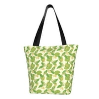 Торби за многократна употреба на рамо, зелена тропическа тропическа гора растение отпечатъци полиестер небрежно пазаруване чанта за хранителни стоки за жени