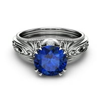 Art deco Milgrain Sapphire годежен пръстен