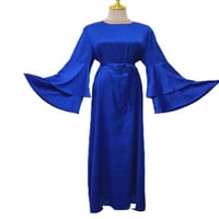Дамски мюсюлмански кафтан Дълъг ръкав колан парти Макси рокля светло синьо 2ХЛ