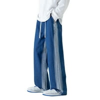 Entyinea Mens Cotton Pants Slim Joggers Workout Панталони за пускане на суитчъри туризъм синьо 3xl