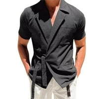 Ризи за мъже мода пролет през лятото ежедневно късо ръкав завой отпечатан отпечатан топ блуза мъжки ризи