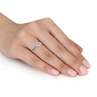 Миабела Дамски карат Т. У. принцеса-изрязан и кръг-нарязани диамант стерлинги сребро Сплит джолан комплект Булчински пръстен