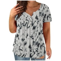 Ризи за жени Лято Нова женска вертикална ивица постепенна промяна Голяма тениска с къс ръкав Жени светло сиво xxxl