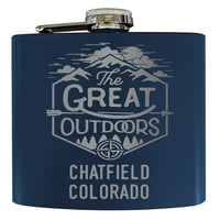 Chatfield Colorado Laser Engreved Разгледайте сувенира от неръждаема стомана на Oz Oz Flask Navy