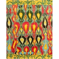 Ikat Betty Southwestern Wool Area Rug, Cream Green, 6 '6' квадрат