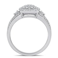 Карат Т. в. диамант 10кт Бяло Злато площад клъстер годежен пръстен