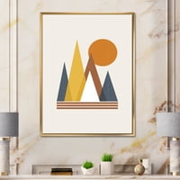 Дизайнарт 'слънце и планина абстрактно' модерна рамка платно стена арт принт