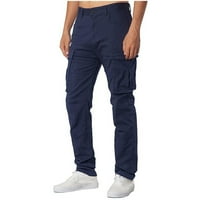 Мъжки слим-фит карго панталони, мъжки ежедневни спокойна монтирани Памук мулти-джобове На открито работни панталони м-3хл