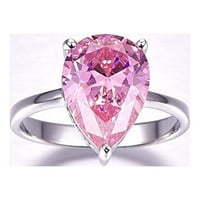 Женски годежни пръстени Politaire Pink Rings 8.55ct круша режеща топаз