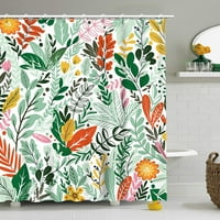 Флорални завеси за душ комплекти баня доста водоустойчива баня с куки декоративен топъл цвят зелени листа цветя завеси
