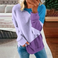 tklpehg суичър за жени Просверие свободен блуза дами върхове Небрежни върхове с дълъг ръкав есенни дрехи спортни цветни блокче