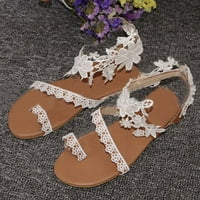 Летни сандали за жени плъзгащи се плоски обувки женски отворен пръст на плажа плажен чехъл бяло 42