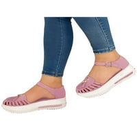 Wooklow Hollow затворени сандали за пръсти за жени, мека PU кожа реколта лятна ежедневна неплъзгаща се плажна платформа обувки сандали