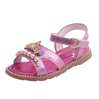 Момичета сандали плоски перли деца обувки големи деца плажни обувки момичета принцеси обувки