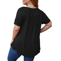 Дамски плюс размер туника върхове твърди тениска флорални ежедневни блуза с къс ръкав Топ за жени