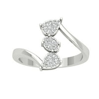 Araiya 10k бяло злато клъстер диамантен сватбен лентен пръстен, размер 5.5