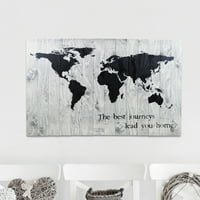 „Световна карта Най -добрите пътувания ви отвеждат вкъщи“ Графично изкуство Печат върху дърво, качествена изработка - този ръчно изработен знак от дървени палети е внимателно изработен с придържане към най -високото
