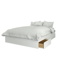 Nexera в пълен размер Съхранение дървена рамка за легло с чекмеджета, бяло