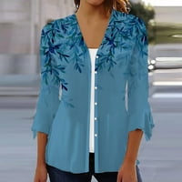 Zunfeo Summer Cardigans for Women Леки- летен бутон Нови тениски за пристигане тъмносини l