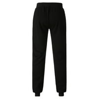 Стилни мъже спортни печат солидни разхлабени суитчъри панталони Jogger Pant Black