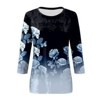 Ризи ръкав за жени Сладък печат графични тениски блузи ежедневни Плюс размер основни върхове Пуловер пролетта върхове за жени