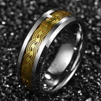Келтски възел волфрамов пръстени за мъже жени дървени инкрустации на сватбена лента комфорт