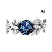 Бижута сватбени пръстени листо женско подарък цвете сребро прозрачна лоза флорални диамантени пръстени