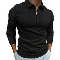 Пенкий ризи с дълъг ръкав за мъже мъжки ежедневни твърди Вечерен Пуловер цип есен и зима блуза черни ризи