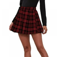 Дамски мини плисирана пола с висока талия скейтър тенис поли с шорти с шорти училищно момиче униформа униформа
