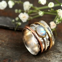 Подаръци за Pgeraug за жени винтидж стъкло, покрито триколор мъжки и пръстени Европейски и американски сватбени скъпоценни пръстени пръстени пръстен сребро