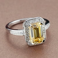 Жълт кристал покритие пръстен отворен пръстен регулируеми предварително годежен пръстен обещание пръстен жени аксесоар