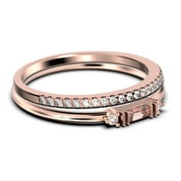 Дейни минималистичен 1. Карат багет нарязана морганит и диамантен мосанитен годежен пръстен, античен сватбен пръстен в 10K твърда розова злато, булчински комплект, съвпадаща лента, обещаващ пръстен, юбилеен пръстен