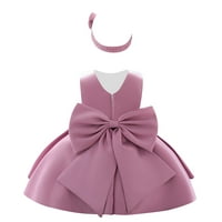 Kamo Baby Girls Ruffle Pequin рокля с шапки, рокли с цветни рокли за сватба сватба 0- години