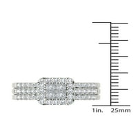 1-Каратов Т. в. диамантен единичен ореол клъстер двускатен 14-каратов годежен пръстен от бяло злато