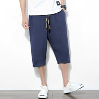 Мъжки панталони мъжки памук и бельо Плътен цвят ежедневни панталони Японски бельо спортни тънки панталони крака флот