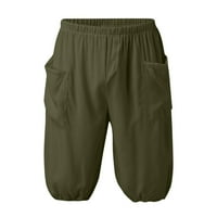 Frehsky мъжки къси панталони мъже лято солиден цвят ежедневни къси панталони разхлабени еластични талии памучни панталони плаж панталони армия зелено