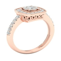 Империал 1 2кт ТДВ диамант 10к Розово злато клъстер ореол годежен пръстен