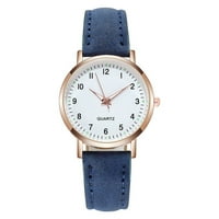 Часовници за жени замръзнала кожена каишка модна кварц часовник Дами тийнейджъри леки елегантни часовници за китки синьо