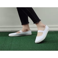 Tenmi Mens Flats Slip-On Work Shoes Comfort Небрежно платно за обувки Ежедневно износване на устойчиви леки маратонки Уайт танц 6