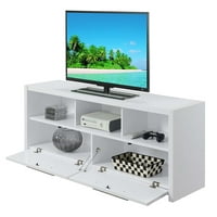 Концепции за удобство Newport Marbella TV стойка с шкафове и рафтове, бяло