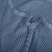 Намален дамски пуловер с пуловер с пуловер пуловер пуловер твърд цвят небрежен бутон със средна дължина дълъг ръкав плетен пуловер дъно риза върхове блуза блуза блуза